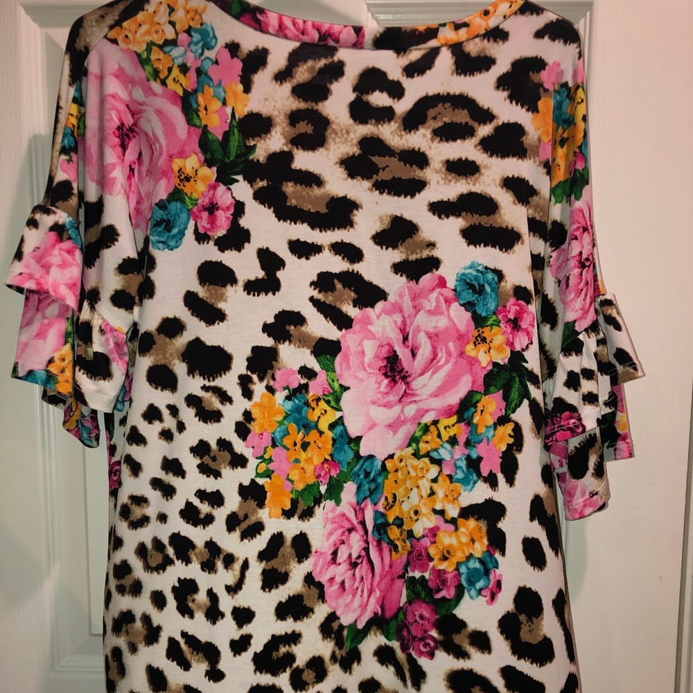 Lilypad leopard & floral blouse